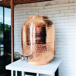 Copper Water <b>Storage</b> Vessel with Tap Handmade Copper Water Dispenser Ayurvedic Drinking Water Container ODM Bulk Export Supplies - Product Image 5