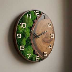 Forest Whisper Handmade Wall <b>Clock</b> Green Haven Wood Slice <b>Clock</b> Mossy Timber Artisan Wall <b>Clock</b> Rustic Woodland Moss Decor <b>Clock</b> - Product Image 1