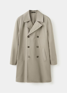 Manteau trench beige à double boutonnage pour homme grande taille, col long rabattable - Product Image 2
