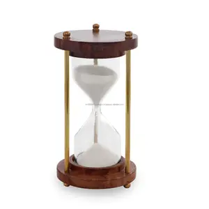 Wooden and Brass 1 minute Sand Timer Hour Glass Sandglass Clock for Exercise Tea Making Antique Nautical Decor Theme duration