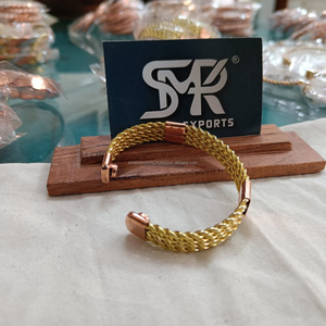 กำไลข้อมือทองเหลืองทองแดงทำด้วยมือของคาดาทอสองโทนสายรัดข้อมือปรับได้เครื่องประดับการรักษาที่ทันสมัยสำหรับผู้ชายและผู้หญิง - Product Image 3