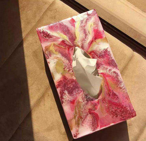 Premium Handmade pink Resin Facial Tissue Box Cover Modern Decorative Home <b>Organizer</b> for Residential and Commercial Interiors - Product Image 4