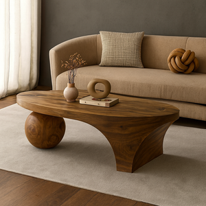 Mesa de Centro Moderna de Madera con Borde Natural, Esculpida a Mano, Decoración de Muebles, Proveedor de Vietnam - Product Image 2