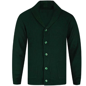 High-quality Solid Color <b>Button</b> Lapel Pocket Travel Business Fashion Clothing Autumn Men's Cardigan Sweater Acrylic Breathable - Product Image 2