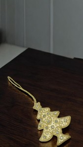 Décoration de Noël en or Zari à suspendre avec broderie de perles et de pierres – Ornement de fête fait main pour les acheteurs en gros | Cadeau du Ramadan - Product Image 1