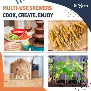 100 brochettes en bambou naturel de 18 pouces, épaisses, pour barbecue, grillades, guimauves et smores – Accessoires de barbecue - Product Image 3