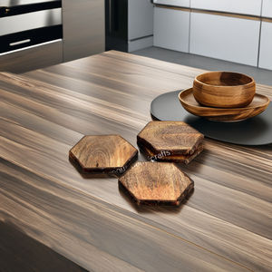 Sous-verre de tasse de service de forme carrée en bois de manguier sous-verre d'écorce d'arbre pour la maison hôtel restaurant - Product Image 1