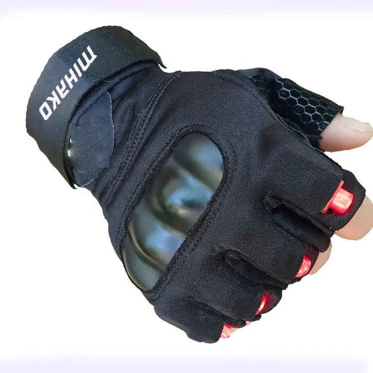 Hot selling LED Light Half Finger Riding Cycling Racing Gloves for Motor Bike Bicycle hand gloves for bike rider