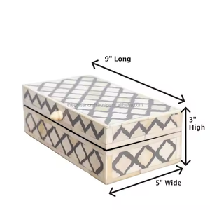 Best Quality Luxury Square Modern Paper Jewelry <b>Box</b> Handmade Bone Inlay Design Home Decor Eid <b>Ramadan</b> <b>Gift</b> Artisan Craft - Product Image 2