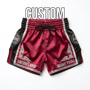 Shorts de boxe Muay Thai en satin vierge à logo personnalisé, haute mobilité, extensibles, séchage rapide, légers, avec fentes latérales larges, vente en gros - Product Image 4