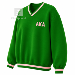 Custom Alpha Kapa Alpha Sorority Breathable Varsity <b>Sweatshirt</b> with Embroidered Logo on Front green <b>pink</b> full Sleeve for Female - Product Image 2