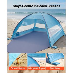 Tenda da Spiaggia Portatile Lightwei per 6 Persone, Protezione Solare UPF 50+, con Borsa per il Trasporto, Tasche per la Sabbia e Tettoia Ombreggiante - Product Image 4