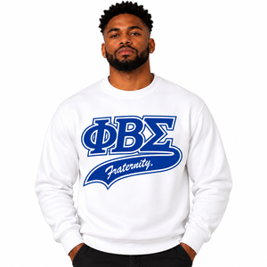 1. Phi Beta Sigma <b>White</b> <b>Men</b> Crewneck <b>Sweatshirt</b> Greek Letter Fraternity Pullover Long Sleeve Fleece Casual Brotherhood College - Product Image 1