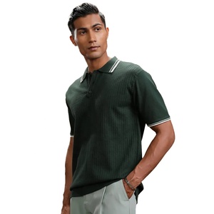 Alta calidad de negocios personalizados Casual hombres de punto Terry sólido para 100% algodón camisa manga corta - Product Image 2