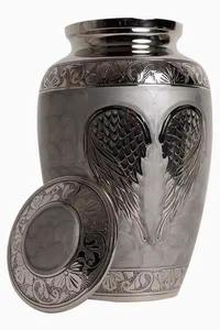 Aluminum silver metal <b>urns</b> create a sense of permanence and security for families choosing long-term memorial storage - Product Image 2