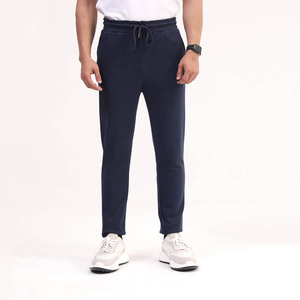 Wholesale Stylish Knitted Canvas Lightweight Cotton <b>Men's</b> <b>Navy</b> Blue Regular Fit <b>Joggers</b> Quick Dry Breathable Elasticated Waist - Product Image 1