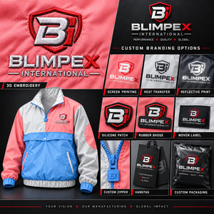 OEM Custom Unisex Color Block Windbreaker Half Zip Pullover Lightweight Nylon Jacket Private Label Direct from Factory Blimpex - Product Image 5