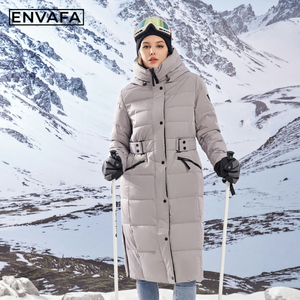 Abrigo Largo Acolchado de Invierno para Mujer, de Alta Calidad, con Capucha, Impermeable, Chaqueta de Esquí Gruesa y Cálida con Cinturón, Ropa Exterior de Moda - Product Image 1