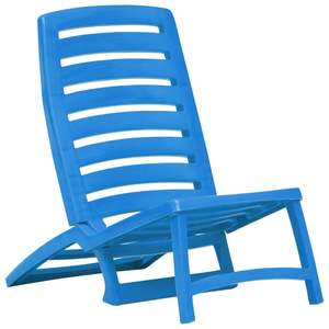 Chaise de plage pliante bleue 4 pièces en plastique - Product Image 2