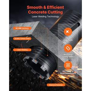 Foret diamanté à sec de 4-1/2 pouces de diamètre, profondeur de forage de 9-1/2 pouces, filetage interne 5/8-11 pour maçonnerie, foret pour béton - Product Image 6