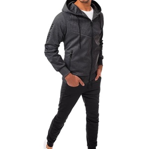 Nuevo Conjunto Deportivo con Capucha para Hombre, Gris y Negro, Manga Larga, Sudadera y Pantalones Casuales, Transpirables, de Poliéster y Algodón, para Otoño - Product Image 3