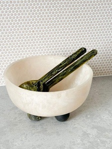 Ensemble de saladiers et cuillères en résine blanche à motif tourbillon, vaisselle de fête, vaisselle de qualité alimentaire, écologique, ustensiles de cuisine mignons - Product Image 3