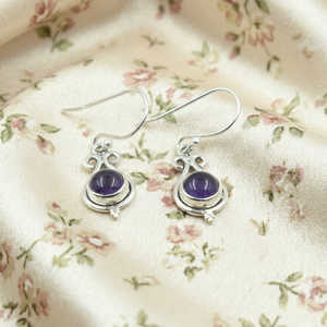 Boucles d'oreilles pendantes en argent sterling 925 pur avec améthyste violette, plaquées or rose et or jaune, bijoux bohèmes faits à la main avec pierres précieuses pour femmes - Product Image 4