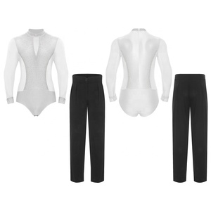 Trajes de baile latino para hombre, leotardo, mono y pantalones, fabricante de ropa de baile, patinaje artístico, traje de baile <span class=keywords><strong>Chacha</strong></span> personalizado - Product Image 4