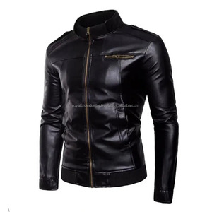 Printemps automne hommes veste en cuir PU veste mode Slim Fit col montant motos vêtements d'extérieur Moto Biker veste en cuir pour hommes - Product Image 4