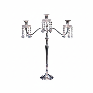 Candelabros altos de Metal con soporte más vendido con cuenco de cristal para decoración de luz en T candelabros hechos a mano con gota de cristal colgante - Product Image 1