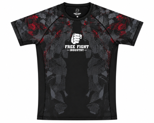 T-shirt de compression à manches courtes pour homme Free Fight Industry, imprimé camouflage noir et rouge, séchage rapide, en spandex et polyester - Product Image 5