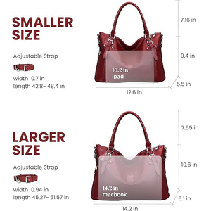 Bolso de Mano Tipo Hobo de Cuero Genuino para Mujer, Diseño de Lichee Rojo, Estilo Clásico, Gran Capacidad, Cierre de Broche, Correa Extraíble, Uso Diario - Product Image 2