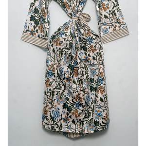 Nouvelle robe kimono en coton, style bohème chic, ample, à imprimé floral, longue, robe kimono bohème imprimée, ensemble décontracté - Product Image 6