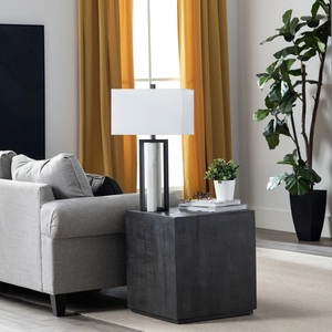 High End Marble <b>Table</b> <b>Lamp</b> With Architectural Open Frame <b>Base</b> Premium Fabric Shade And Modern Designer Elegance - Product Image 4