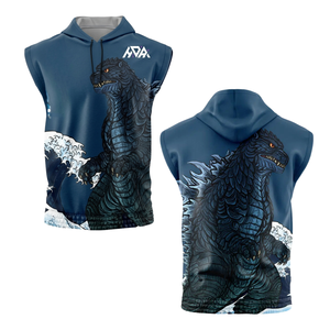 Vente en gros de sweats à capuche sans manches zippés en polyester par sublimation pour hommes, vêtements de musculation, anti-rétrécissement, fabriqués en Chine, meilleur prix, style et qualité supérieurs - Product Image 1