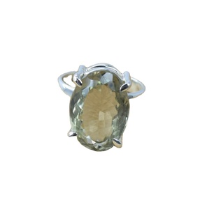 Green Amethyst 925 Sterling <b>Silver</b> Fancy Children's <b>Ring</b> Oval Faceted Gemstone Handmade Romantic Jewelry Gift for Anniversary - Product Image 1