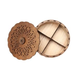 Caja de Madera para Frutos Secos con Tapa, 4 Compartimentos, Contenedor Multifuncional para Almacenar Bocadillos, Dulces, Nueces, Galletas, Plato para Servir - Product Image 3
