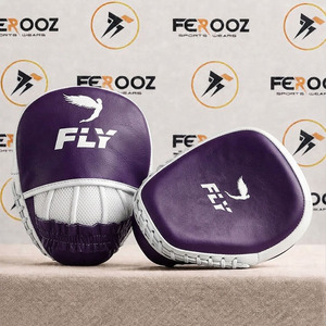 Meilleures ventes, très tendance : Palettes d'entraînement personnalisées Fly Light, combo couleurs violet et blanc, pour Kickboxing et MMA - Product Image 2