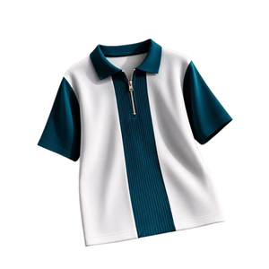 Men's Short Sleeve Knitted <b>Polo</b> Shirt Color Blocked Contrast Trim Regular Fit Casual Style White <b>Orange</b> Solid Design - Product Image 1