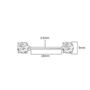 Barra de acero inoxidable de doble cabeza con circonita, nuevo anillo de pecho redondo con circonita, joyería corporal perforada al por mayor - Product Image 4