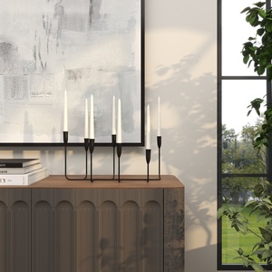 Modern 7 arm Stick <b>Black</b> Iron <b>candelabra</b> Minimalist Linear Design Perfect For Dining Tables Weddings And Sleek Home Decoration - Product Image 6