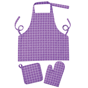 Delantales de tela twill o zeen, delantal a cuadros con guante de horno y juego de protectores de ollas, ropa de cocina - Product Image 1