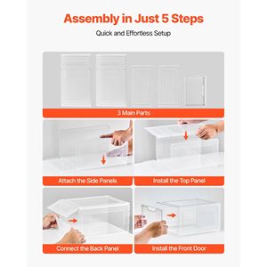 Paquet de 12 boîtes de rangement empilables pour chaussures Organisateur de chaussures transparent blanc taille américaine 13 - Product Image 5