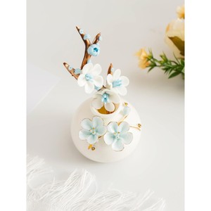 Minimalist Modern Eco-Friendly Decor 4-8 Inches Glazed <b>Ceramic</b> <b>Vase</b> White Porcelain Tabletop <b>Vase</b> Blue Floral Design Anti-Slip - Product Image 5