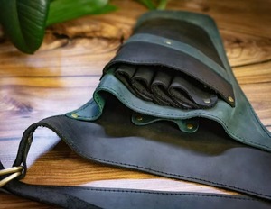 Custom 2026 Heavy Duty <b>Tool</b> <b>Belt</b> with Padded Waist Bag Adjustable Work Holder Black and Green Leather - Product Image 6
