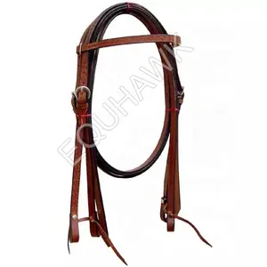 Cabecera de cuero de ajuste occidental hecha a mano con cuello de pecho barril Headstall de carreras para caballos Venta caliente Fabricante India - Product Image 1