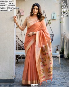 Royal Amora Cotton Traditional Embroidered <b>Saree</b> for Party Winter & Summer - Product Image 6