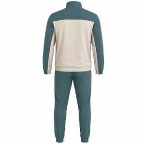 Ensemble de survêtement uni pour homme, fermeture éclair intégrale, col montant, tenue décontractée d'automne, matière respirante en polyester et coton, design 2-en-1 - Product Image 2