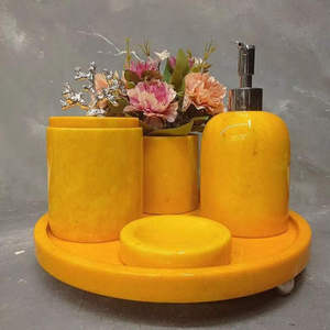 Luxury Four-Piece Hotel Grade <b>Bathroom</b> <b>Set</b> Easy to Clean Polyresin <b>Accessories</b> <b>White</b> Color - Product Image 6
