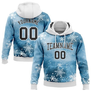 Vente en gros directe, nouvelle conception, sweat à capuche sport 3D personnalisé, motif panthère bleu noir-blanc, flocons de neige de Noël - Product Image 1